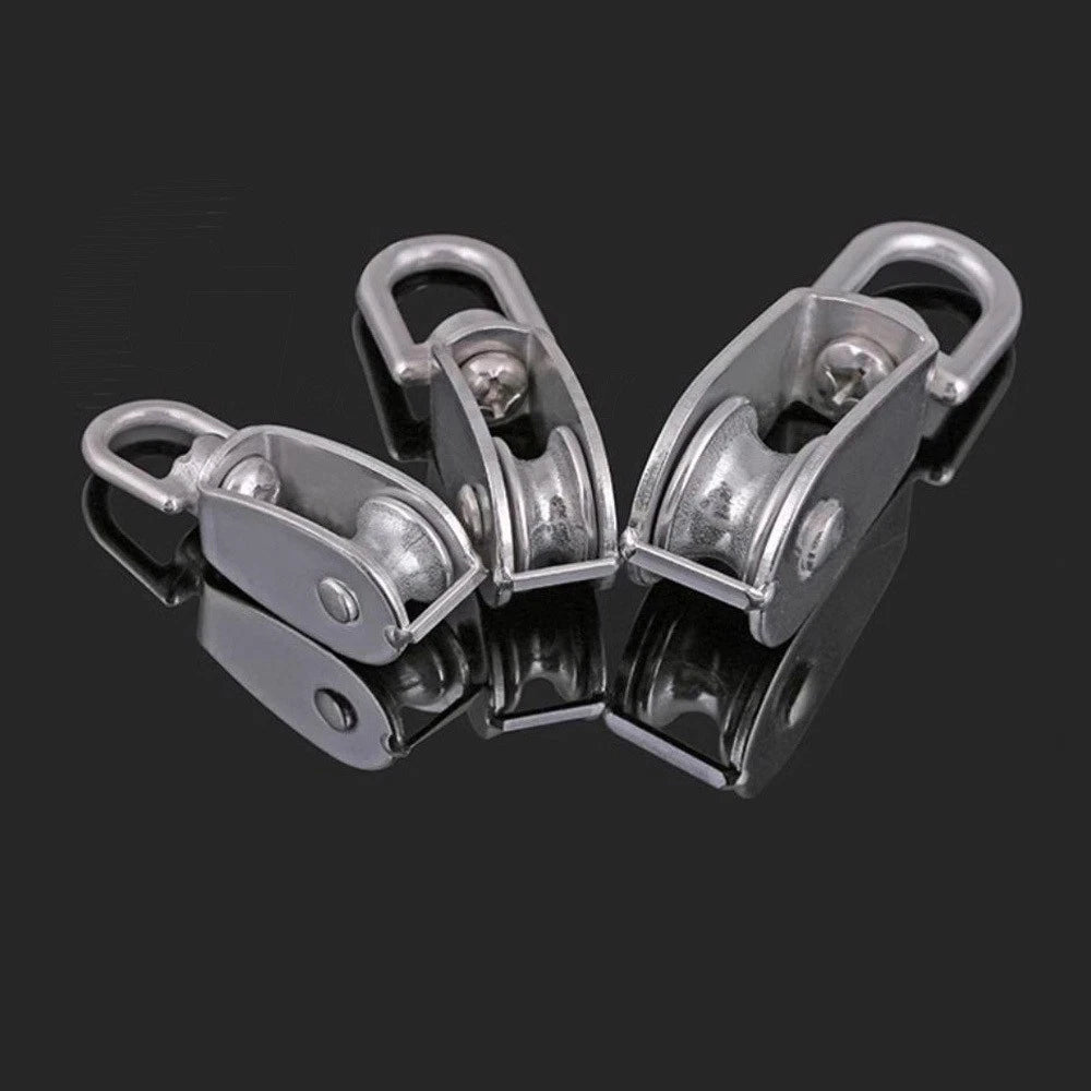 Lifting Rope Pulley Swivel Hanging Wire Towing Wheel Heavy Duty Stainless Steel