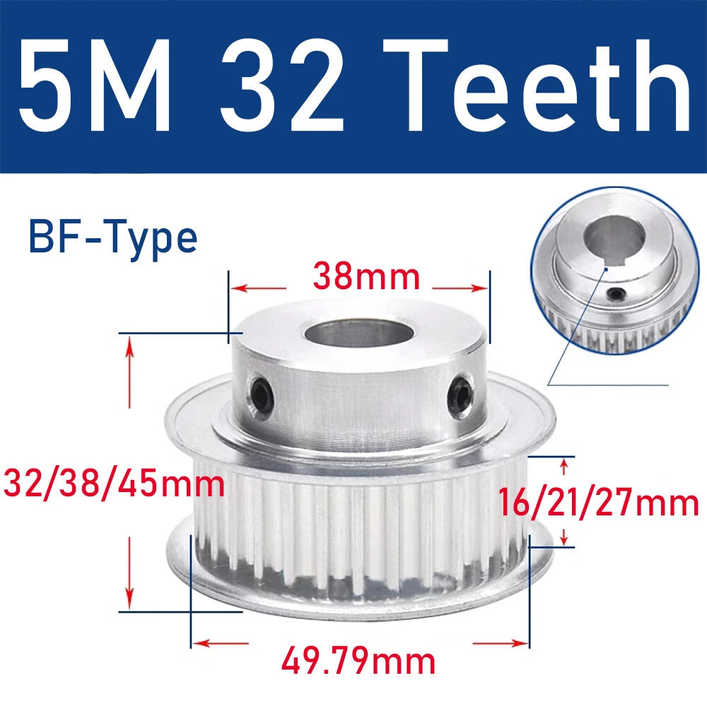 5M 26~32 Teeth Synchronous Wheel Timing Belt Pulley for 15/20/26mm Belt Width