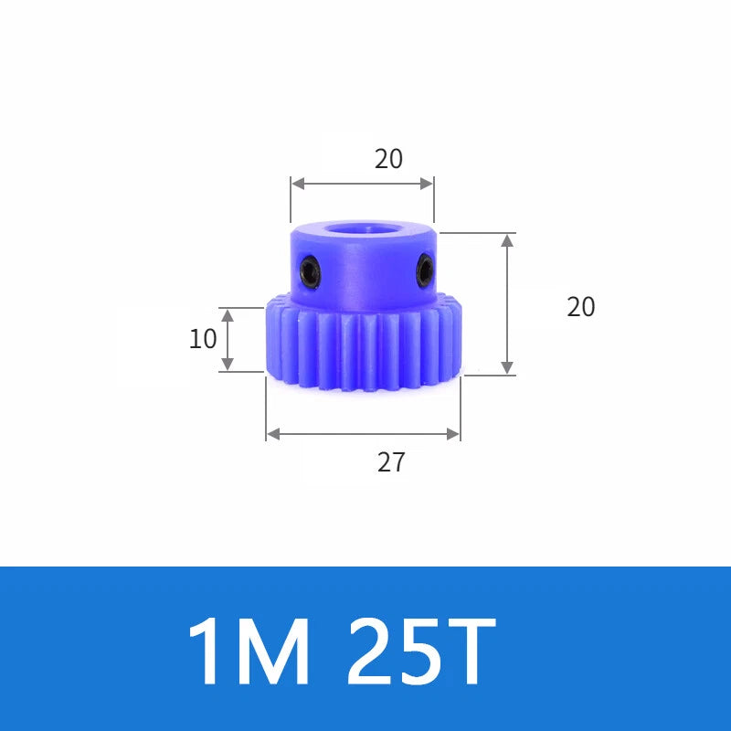 Blue Nylon Spur Gears 1/1.5/2/3Mod Transmission Gear 12-60T With Step Motor Gear