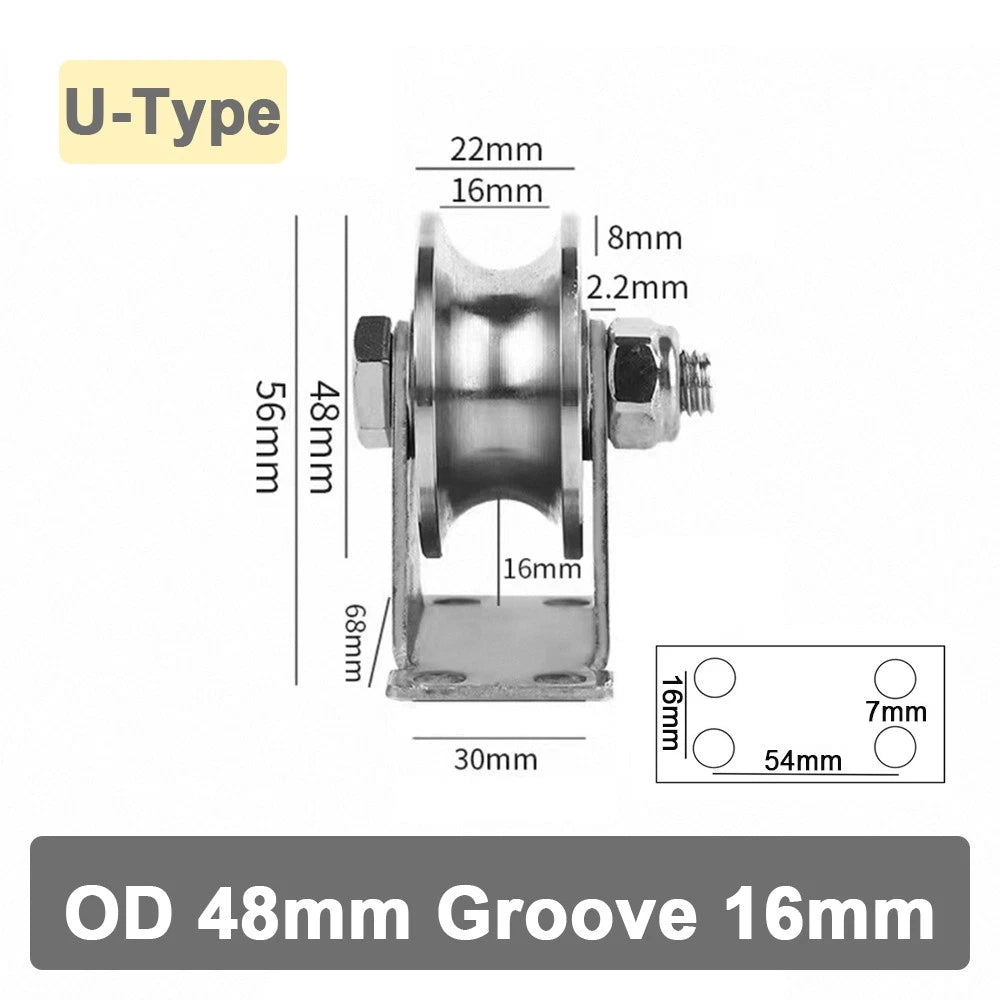 Stainless Steel Pulley U V H Groove Shape Roller Wheels Idler Pulley Wheel Large