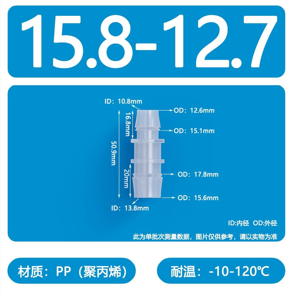 Plastic Straight Barbed Connector Reducer Joiner Tubing Pipe Hose Fitting Water
