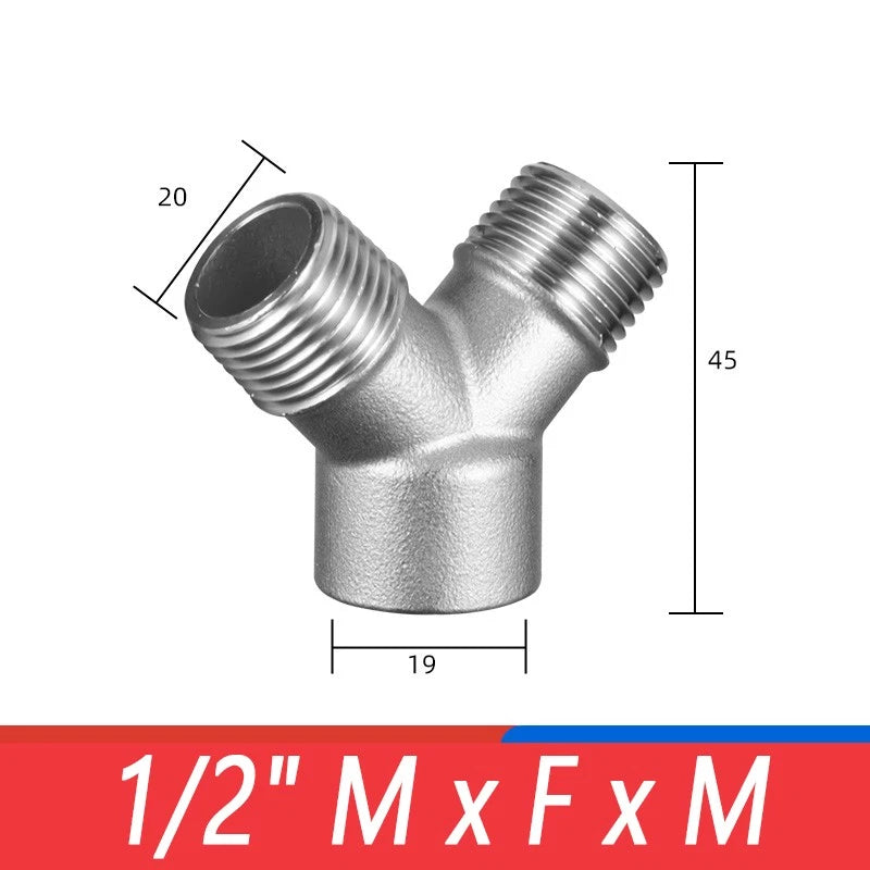 Stainless Steel 304 Female Thread 3-Way Y-Connector Pipe Fitting