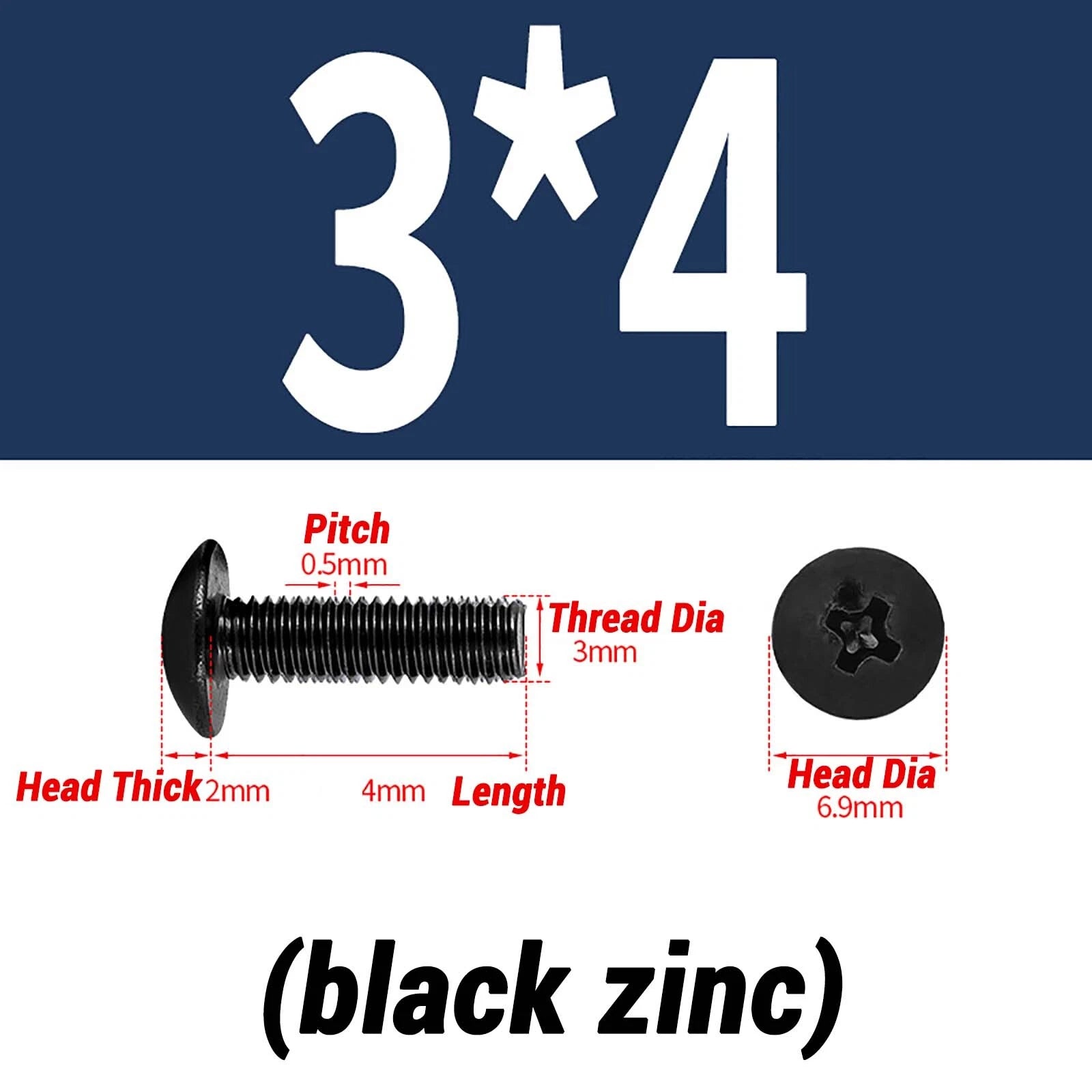 M2–M6 Pan Head Self‑Tapping Sheet Metal Screws – Black Oxide Carbon Steel