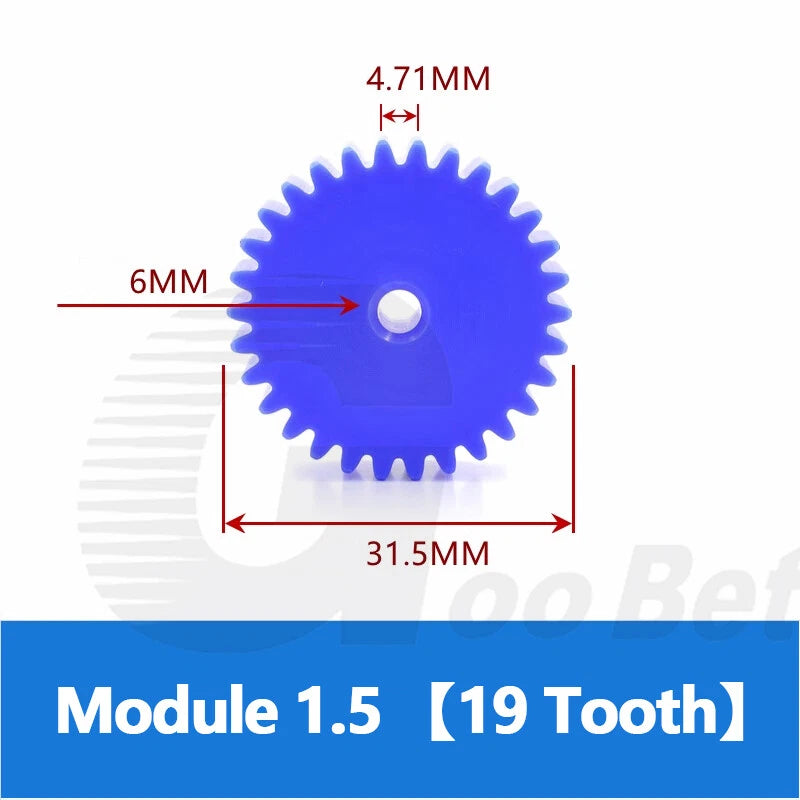 Nylon Spur Gear 12-100 Tooth Module 1.5 2 3 Pinion Motor Gear Flat Plastic Blue