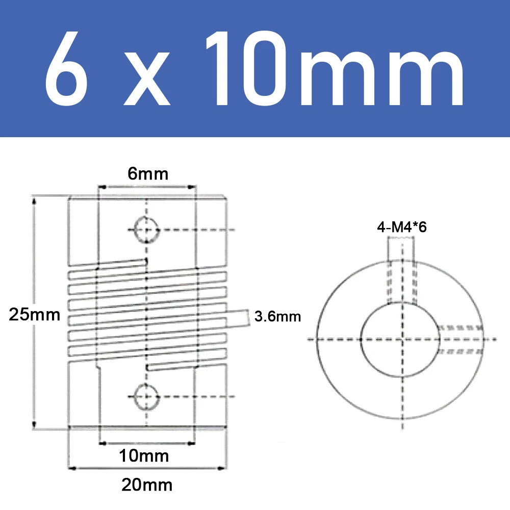 Inner Orifice 5-10mm Flexible Shaft Coupling Rigid Stepper Motor Coupler D20*L25