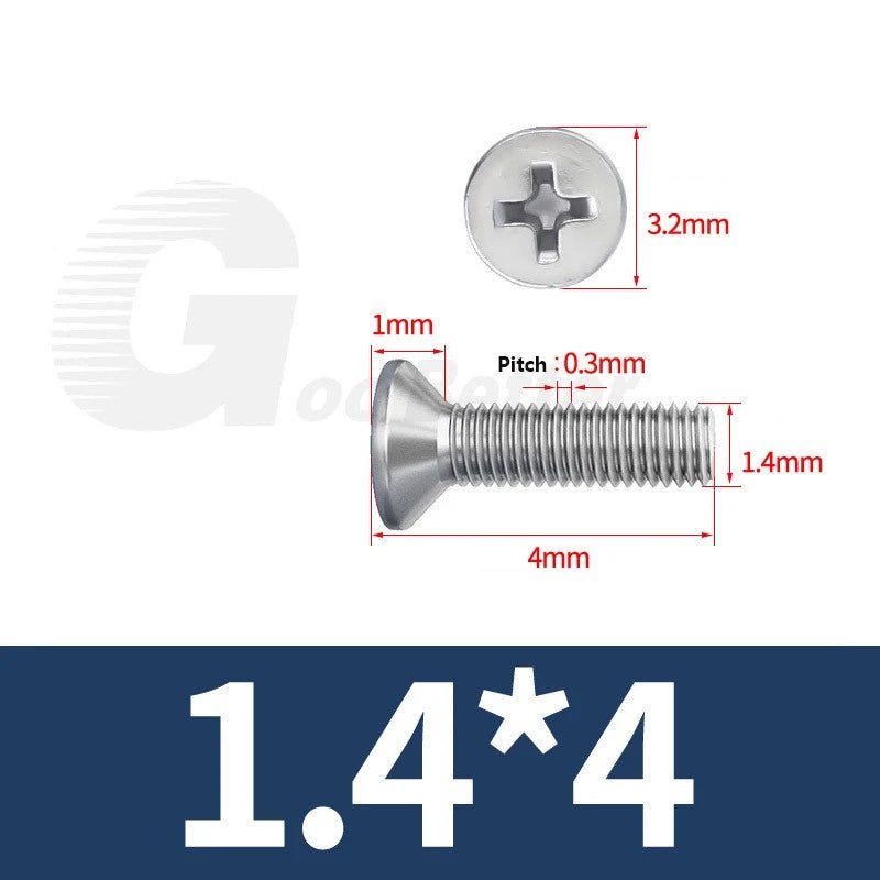 M1–M3.5 Phillips Countersunk Machine Screws – 304 Stainless Steel, Fully Threaded (3–120mm Overall Length) - HomeDIYer