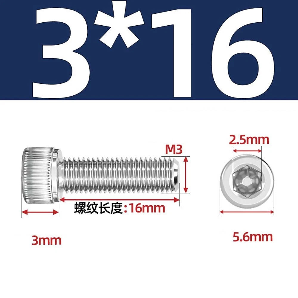 M3 M4 M5 Socket Head Cap Screws – A2 Stainless Steel, High Strength & Corrosion Resistant