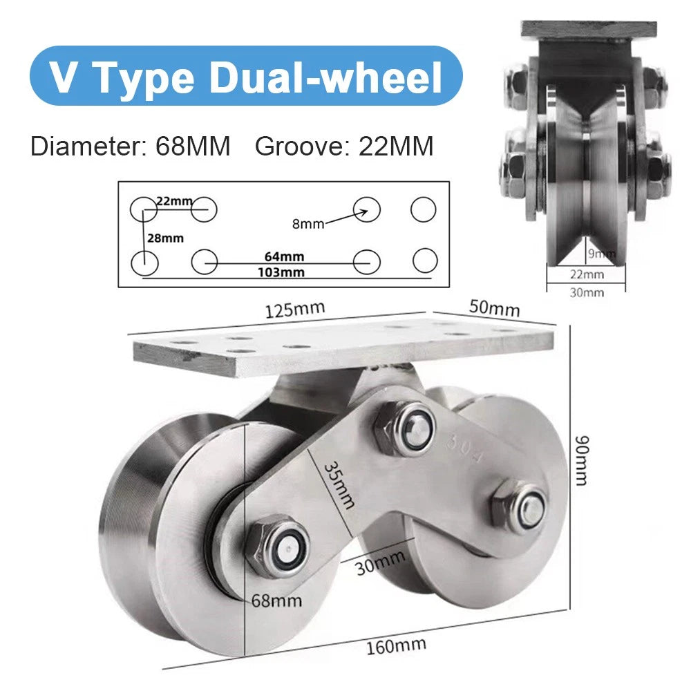 Stainless Steel Pulley UVH Groove Sliding Door Roller Runner Wheel Track Pulley