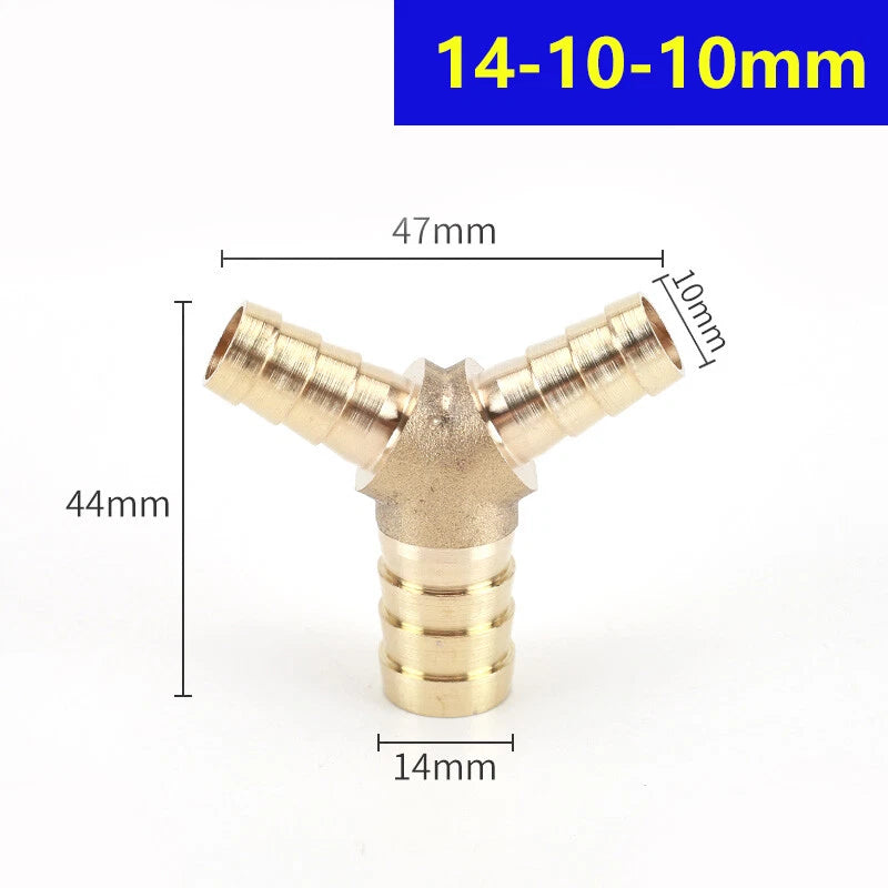 Brass Hose Tail Y-Piece Reducer Connector — Air Water Gas Fuel Pipe Fitting