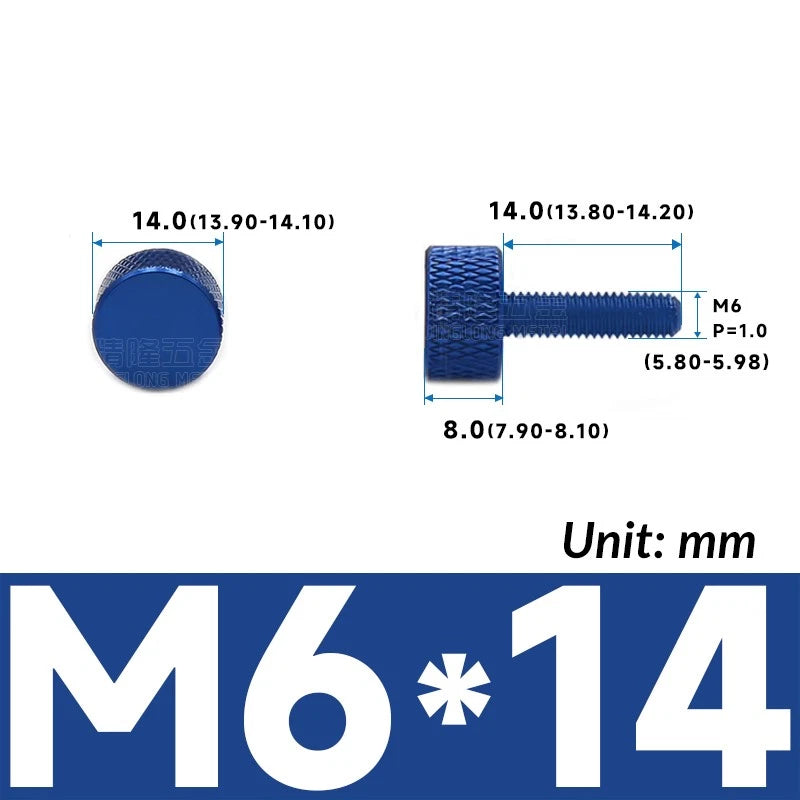 M6 Knurled Thumb Screws Aluminum Alloy DIY Hand Tighten Grip Knob Adjustmen Bolt