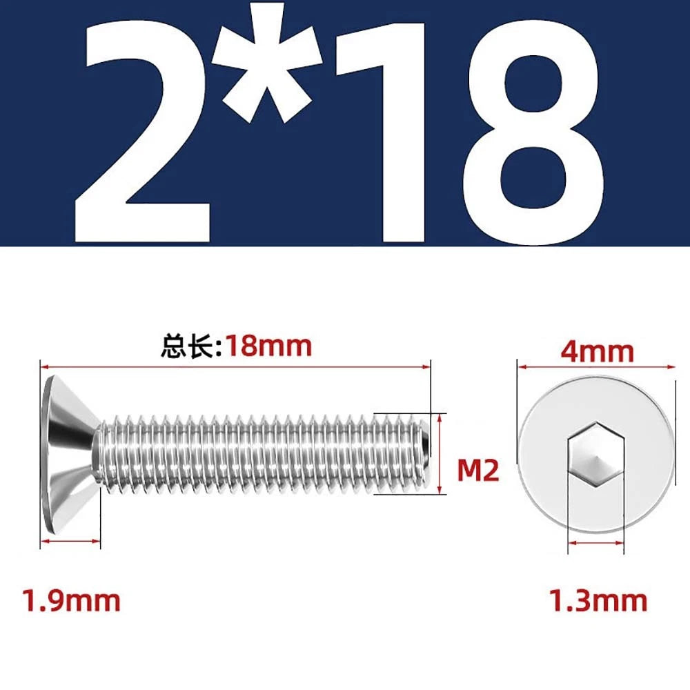 Countersunk Hex Socket Screws – A2 Stainless Steel, M2 to M16, DIN 7991, Fully Threaded
