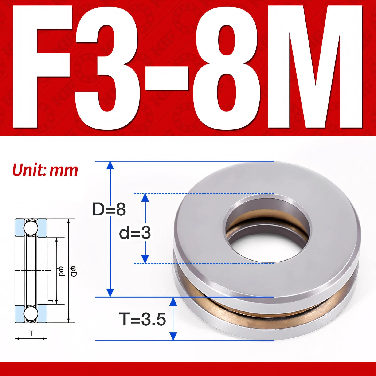 Plane Axial Ball Bearing Thrust Bearings F2-6M - F13-22M- 51100 - 51413 Series