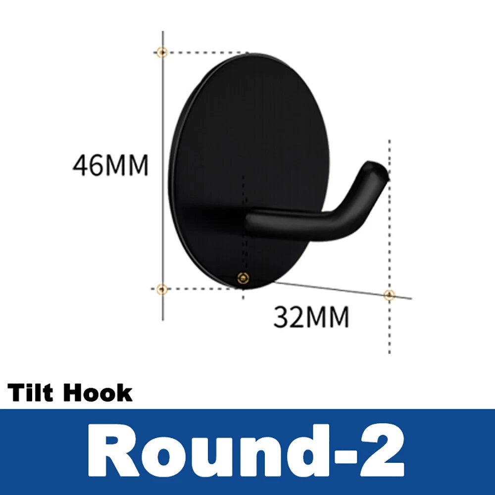 Stainless Steel Black Sticky Hooks Wall Mounted Self Adhesive Hook Round/Square