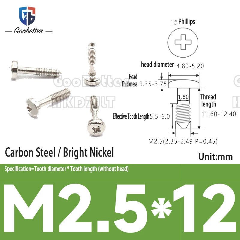 Round Head Machine Screws M2 M2.5 M2.6 | Carbon Steel & Stainless | 100–500 PCS - HomeDIYer