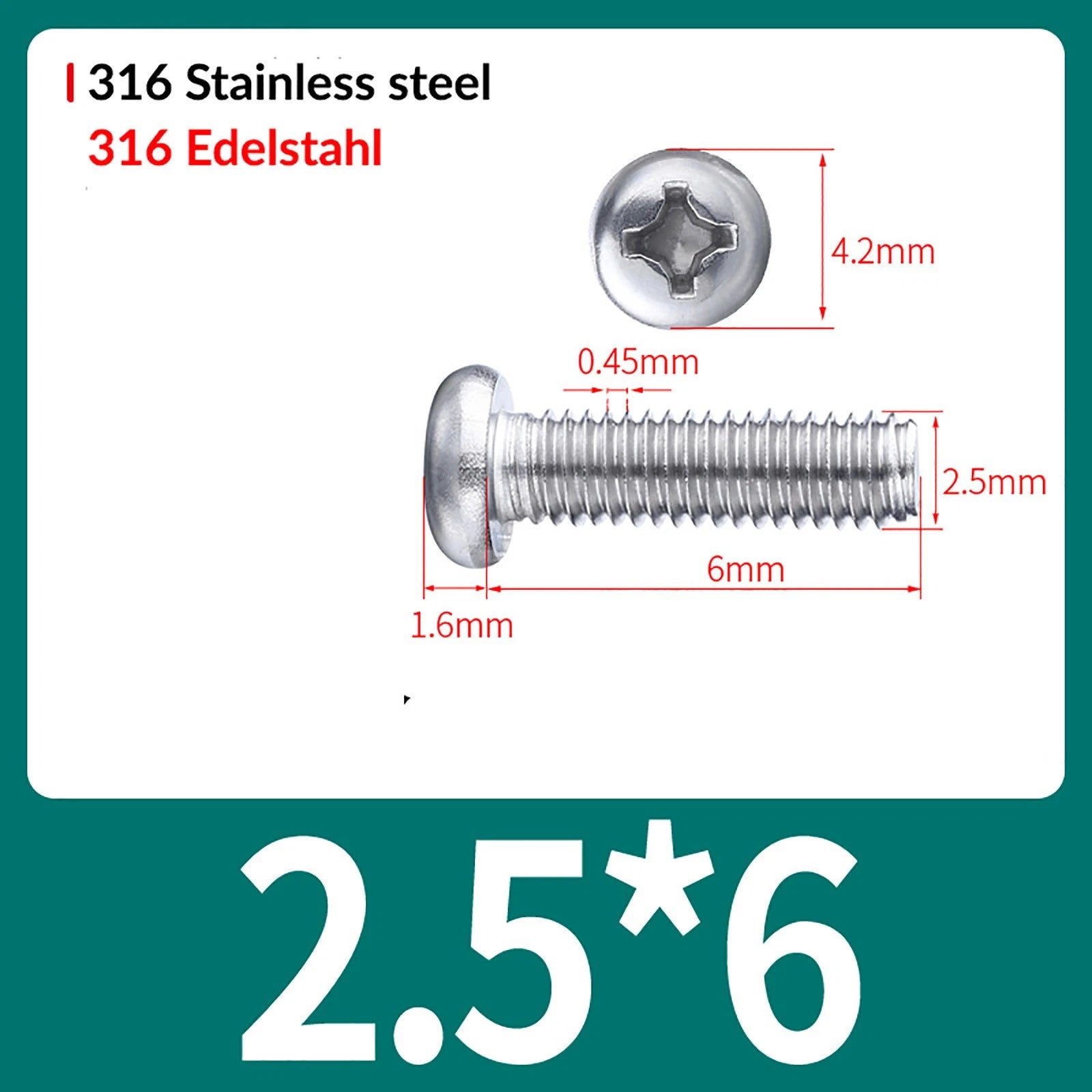 M2 M3 M4 M5 M6 M8 A4 Stainless Steel Phillips Pan Head Machine Screws – DIN 7985, Fully Threaded (4–80mm)