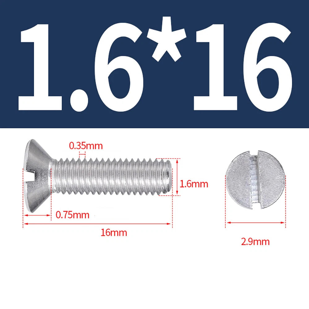 M1.6–M8 A2 Stainless Steel Flat Head Slotted Machine Screws | Countersunk Bolts