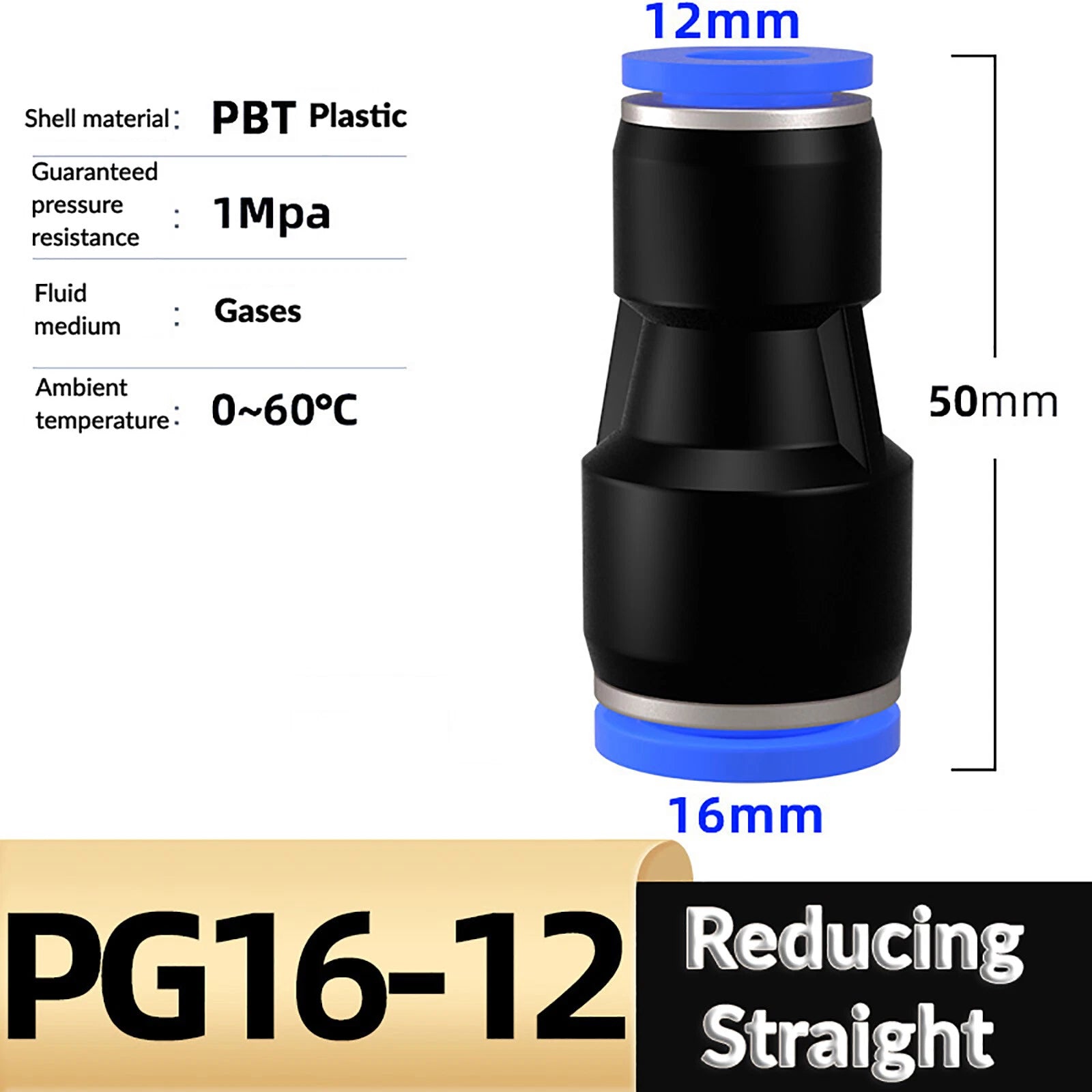 Nylon Pneumatic Reducer Push-Fit Connector — PG Air Line Fitting