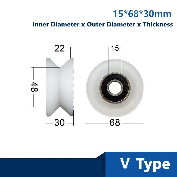 U/V/H Groove Nylon Pulley Wheel Roller OD 40mm-68mm High Quality Wheel Roller