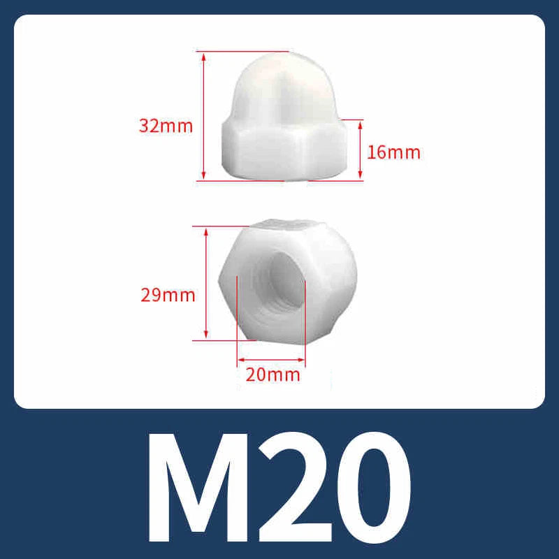 Nylon Plastic Screw Caps-Hex Nut Cover Protective Cap Set for Bolts Black/White