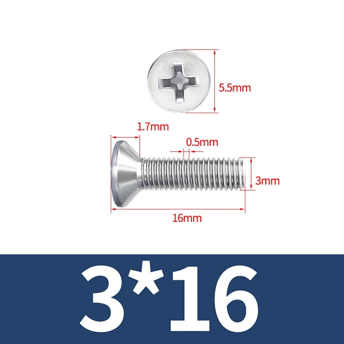 M3–M10 Phillips Countersunk Machine Screws – A2 Stainless Steel, Flat Head, Fully Threaded (3–100mm Overall Length) - HomeDIYer