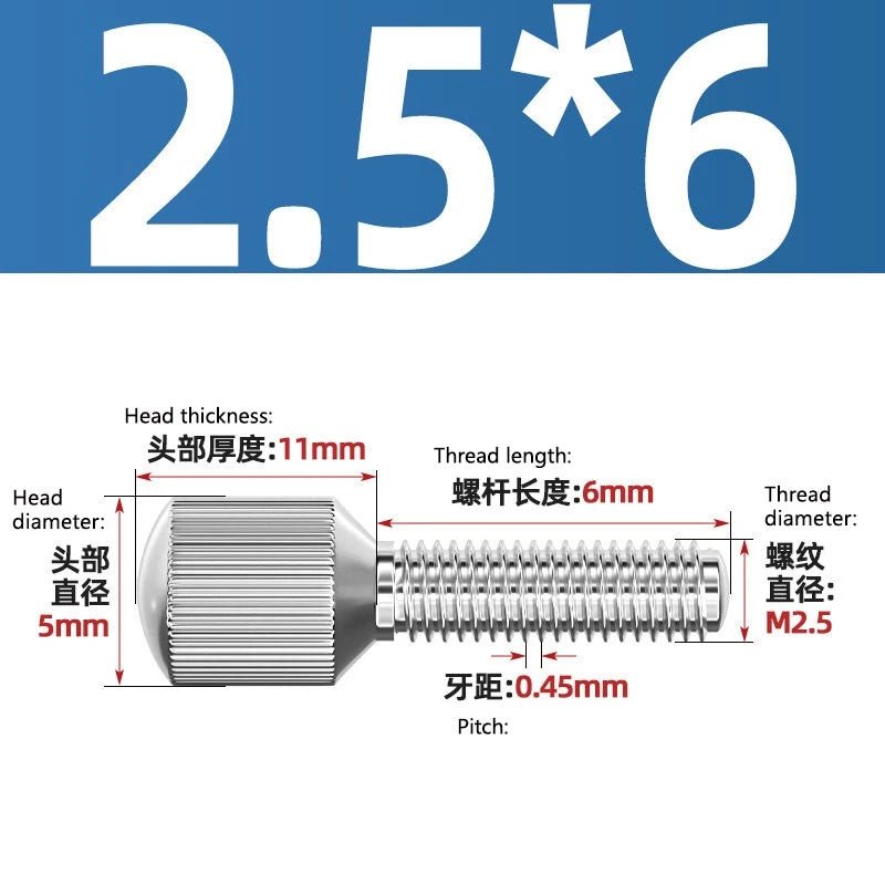 A2 Stainless Steel Knurled Thumb Screws – Small Head, Hand Tighten Fasteners (M2 to M8) - HomeDIYer