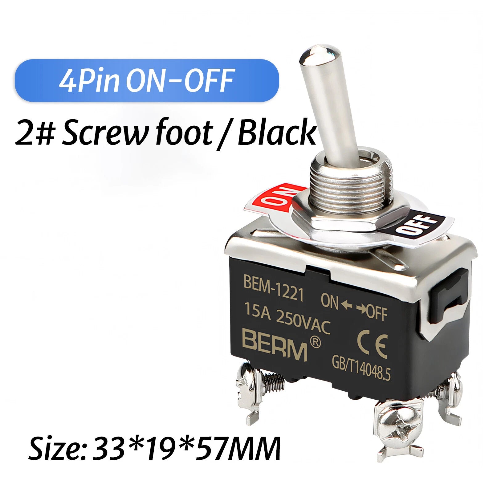 Waterproof Heavy Duty Toggle Switch ON-OFF / ON-OFF-ON | 2–6 Pin | 15A 250V