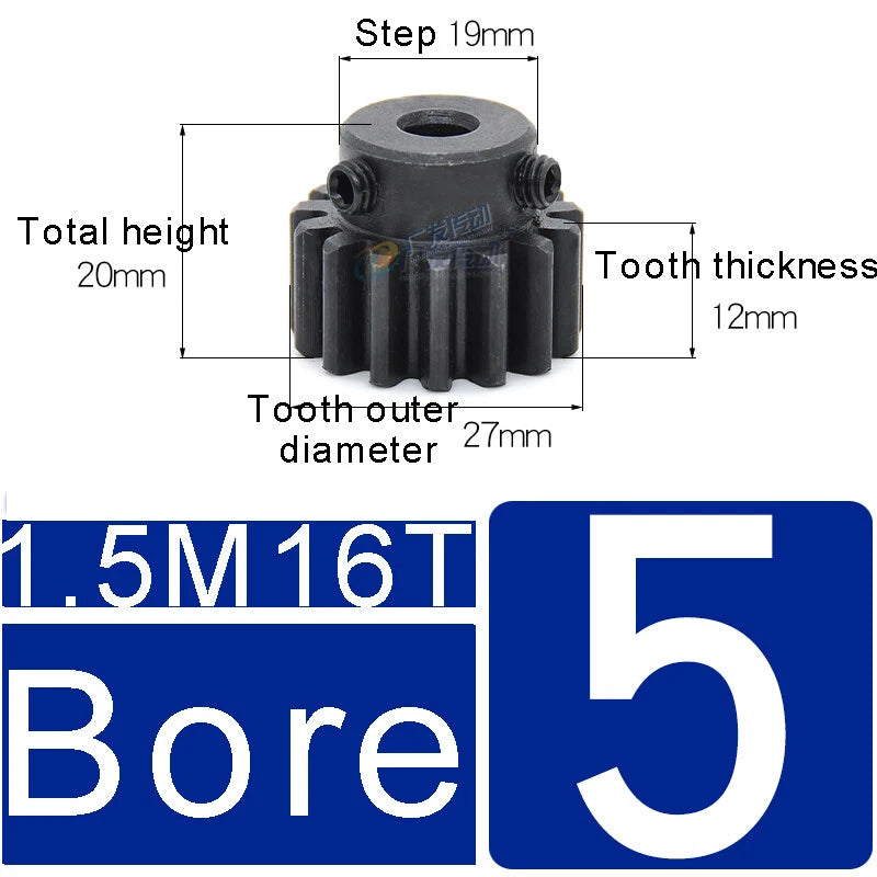1.5Mod 45# Steel Spur Gears 10-150T Pinion Gear With Step Motor Gear Bore 5-25mm