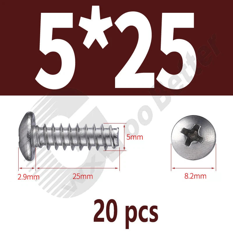 Pan Head Sheet Metal Screws Metric M1~M6 A2 Stainless Steel Sheet Metal Screws