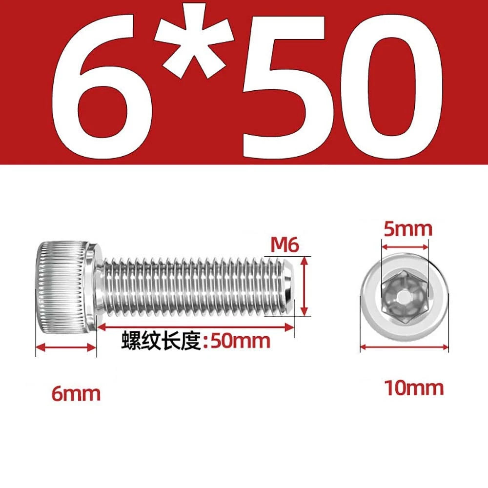Socket Head Cap Screws – A2 Stainless Steel, M6 to M24, Hex Drive (DIN 912)