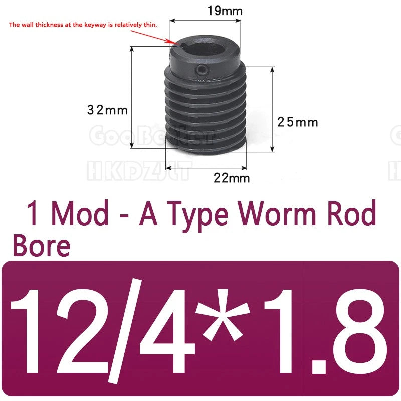 1 Module 1:22 Worm Wheel Gear & Worm Gear Shaft 22 Teeth Worm Wheel Gear Brass