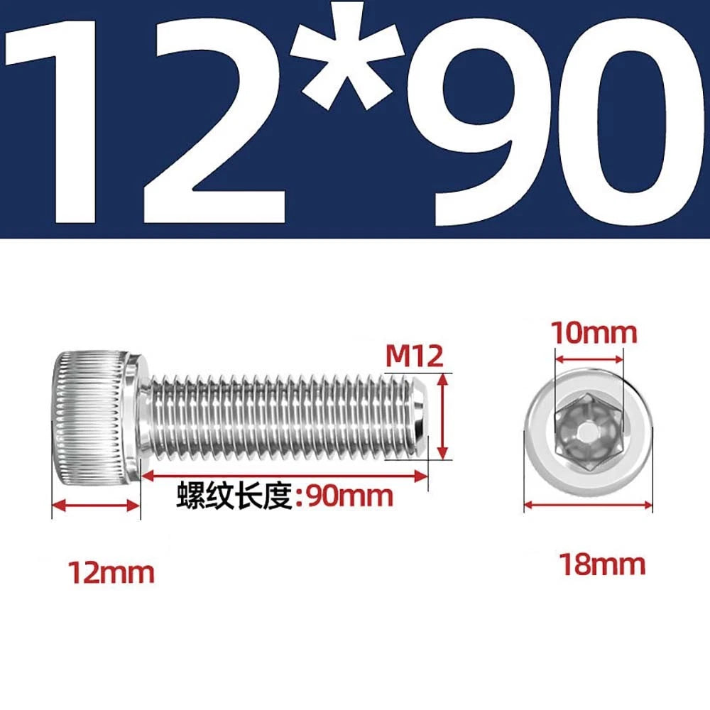 Socket Head Cap Screws – A2 Stainless Steel, M6 to M24, Hex Drive (DIN 912)