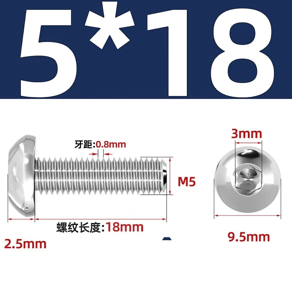 M1.6–M5 A2 Stainless Steel Button Head Socket Cap Screws – Round Pan Head, Hex Drive, Fully Threaded
