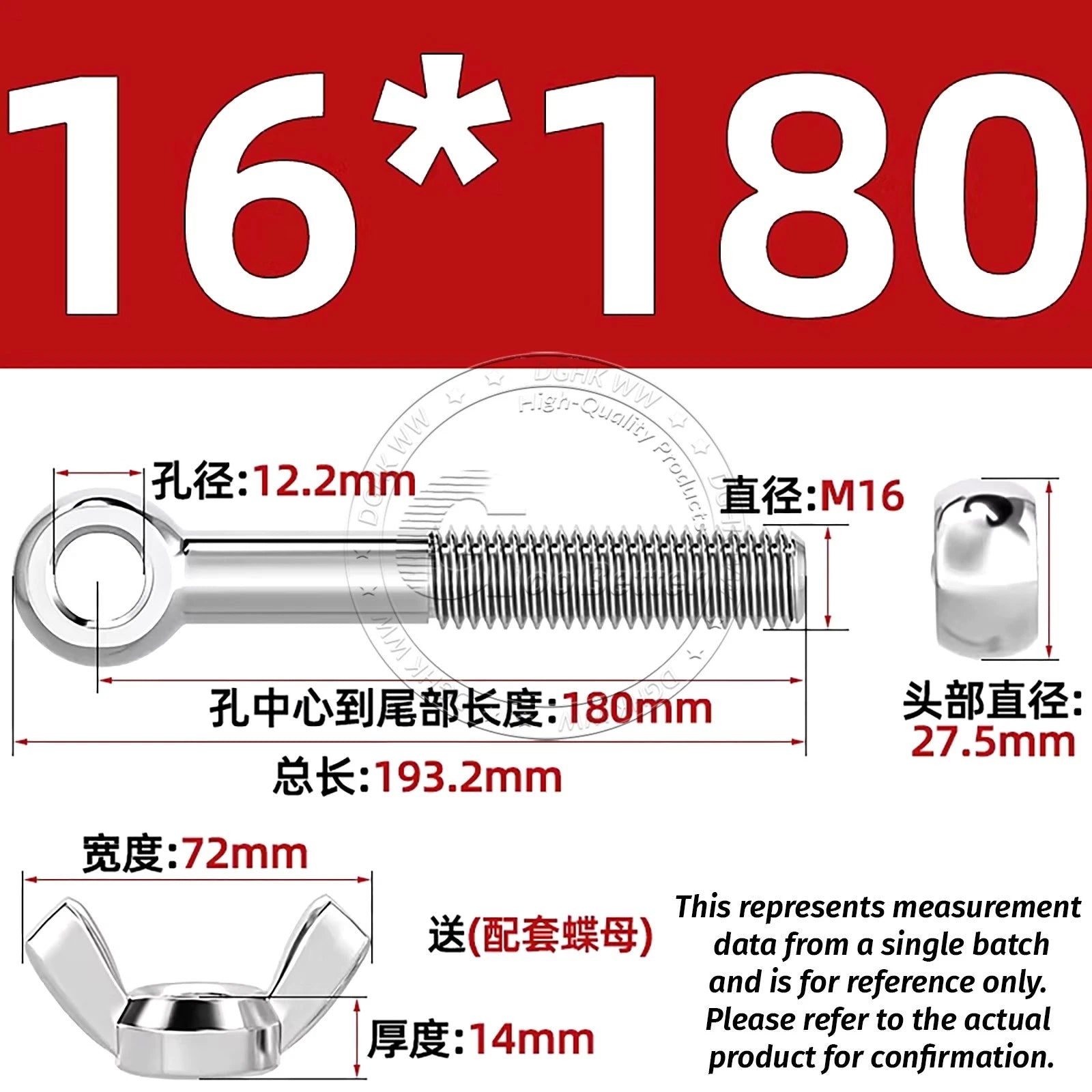 Eye Bolts with Nut — Forged Stainless Steel Threaded Ring Hanging Screws
