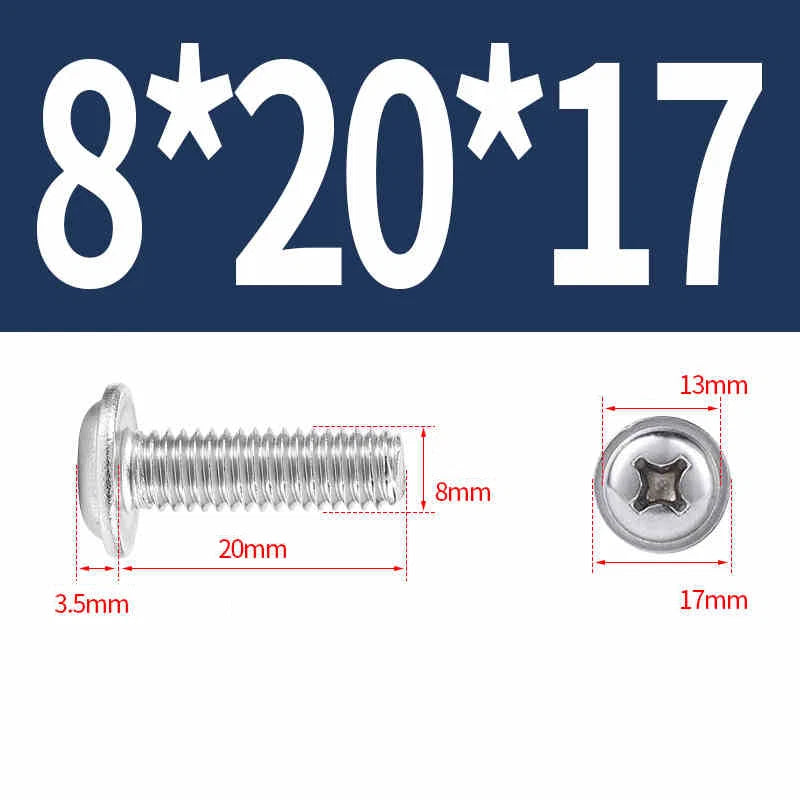 Phillips Flanged Pan Head Machine Screws – 304 / 316 Stainless Steel, Built‑in Washer (3–60mm Lengths)