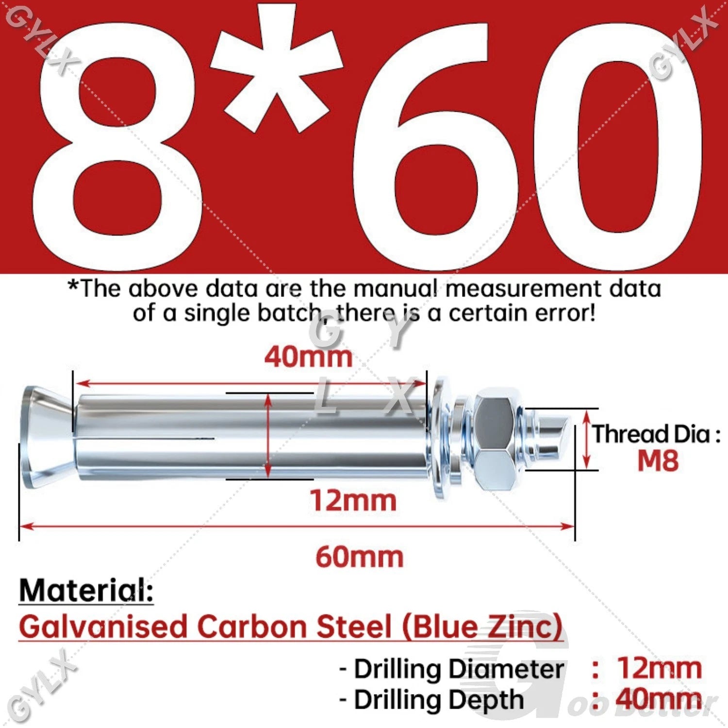 Concrete Expansion Bolts Wall Anchor Screws — M6 to M20 | Stainless Steel & Zinc Plated