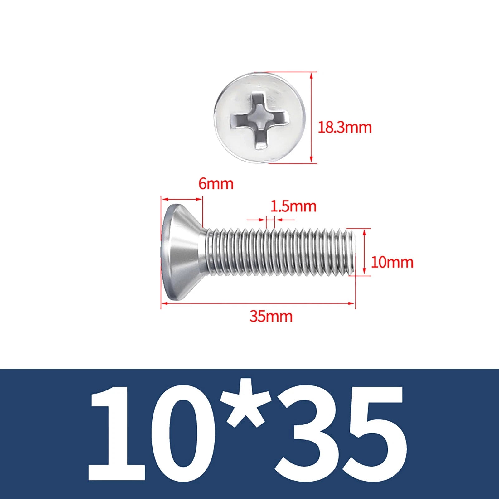 M3–M10 Phillips Countersunk Machine Screws – A2 Stainless Steel, Flat Head, Fully Threaded (3–100mm Overall Length)