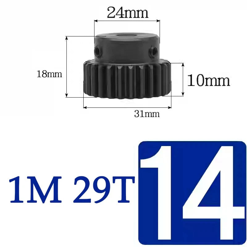 Spur Gears 1 Mod Transmission Gear With Step 45# Steel Pinion Motor Gear 10T~29T