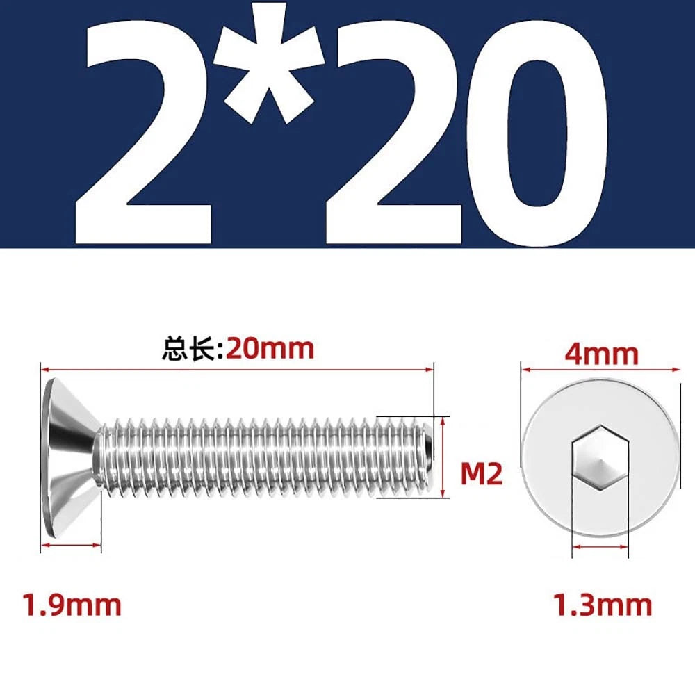 Countersunk Hex Socket Screws – A2 Stainless Steel, M2 to M16, DIN 7991, Fully Threaded