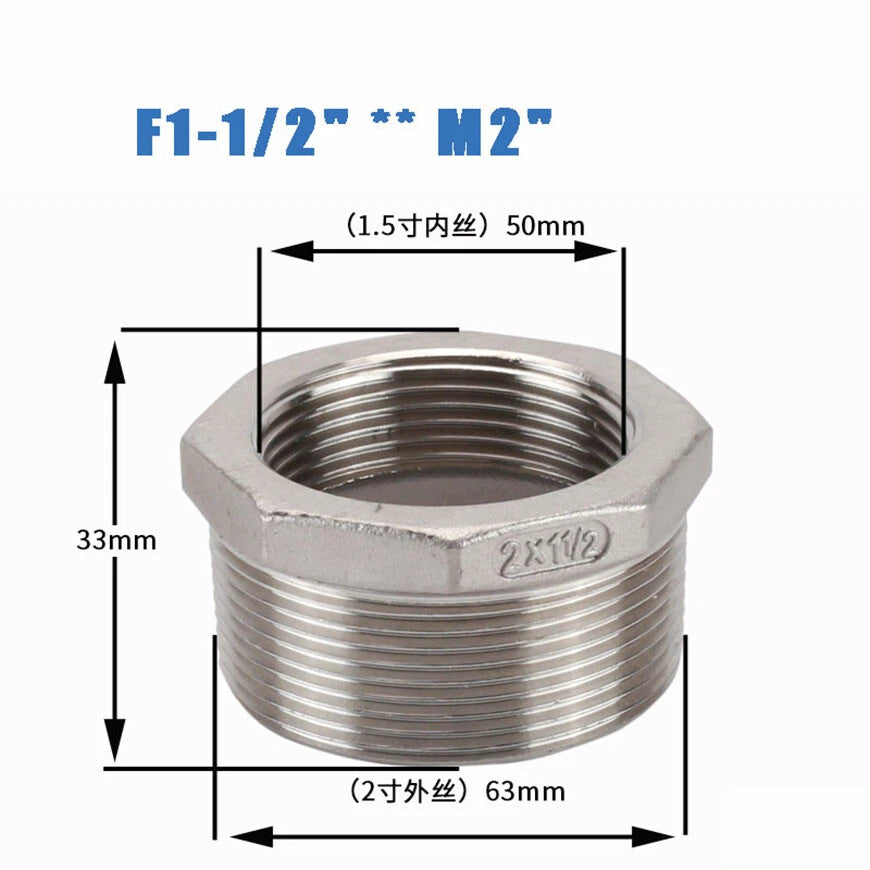 BSP Male to Female Reducing Bush — Stainless Steel Pipe Fitting Adapter