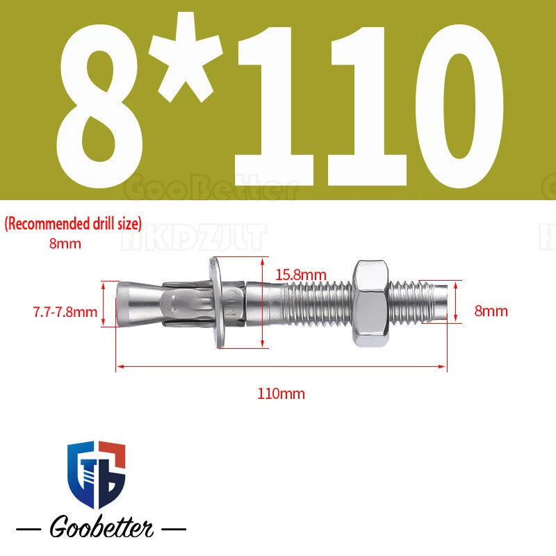 Stainless Steel Through Anchor Bolts — M6 M8 M10 M12 M16 Expansion Bolt