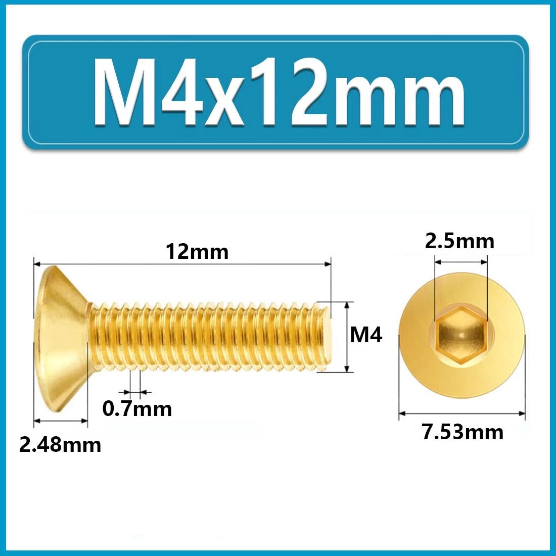 Solid Brass Hex Socket Countersunk Machine Screws – M3 to M12, Allen Drive, Flat Head (8–50mm)