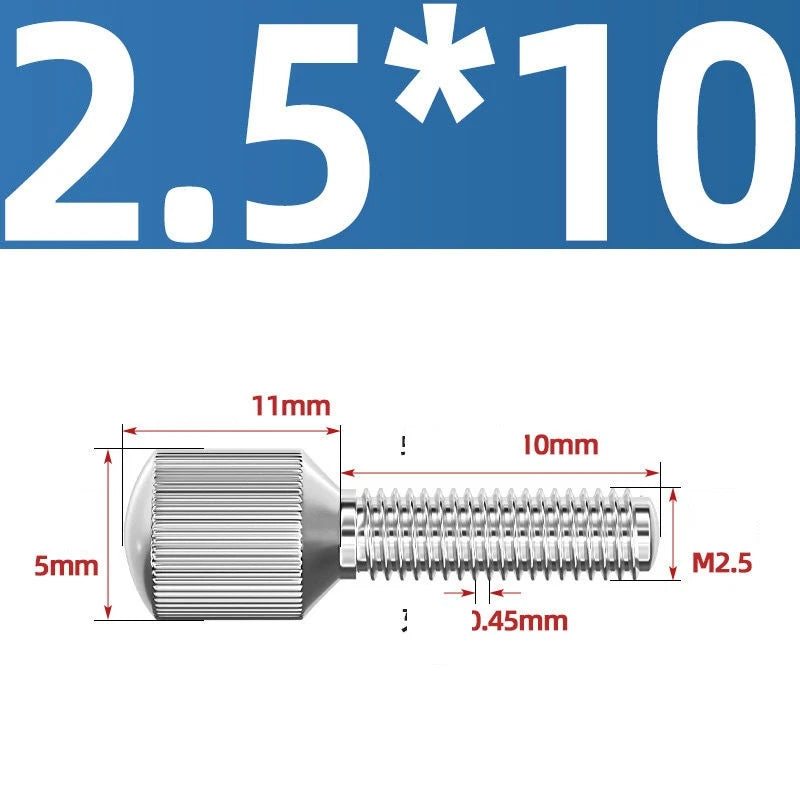 Knurled Thumb Screws – 304 Stainless Steel Small Head Thumbscrew Bolts M2–M8