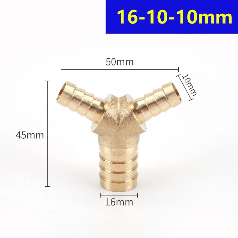 Brass Hose Tail Y-Piece Reducer Connector — Air Water Gas Fuel Pipe Fitting