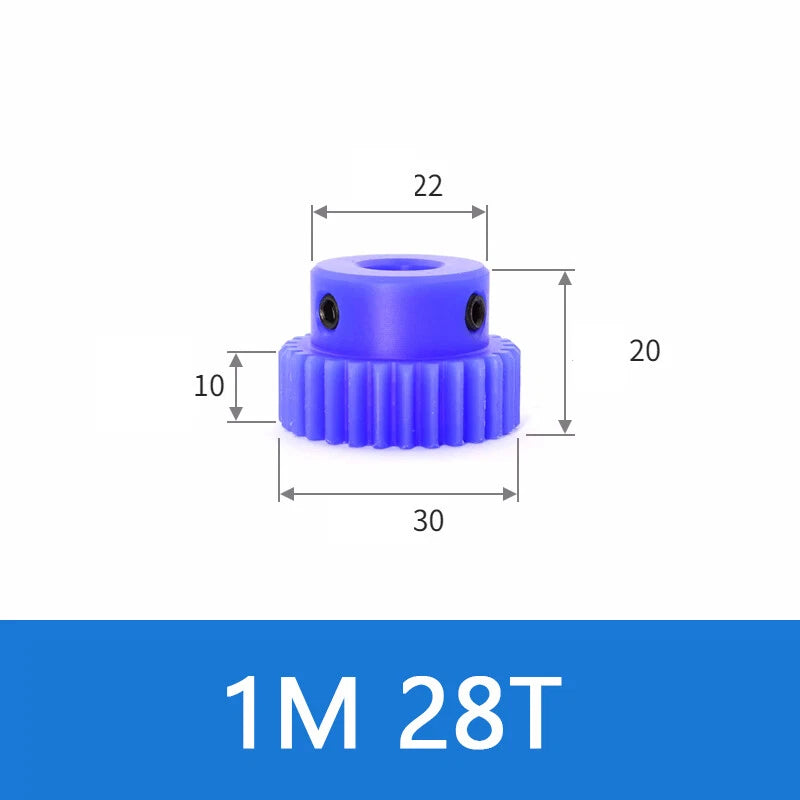 Blue Nylon Spur Gears 1/1.5/2/3Mod Transmission Gear 12-60T With Step Motor Gear