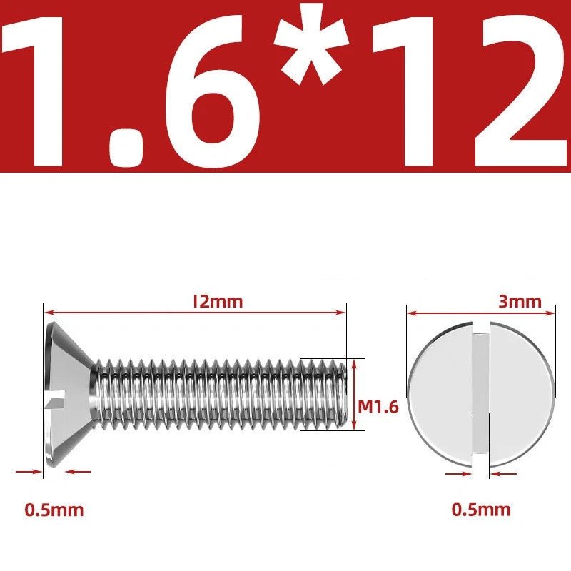 A2 Stainless Steel Slotted Countersunk Machine Screws — M1.6 to M10, Flat Head CSK Bolts - HomeDIYer