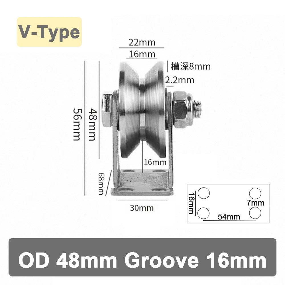 Stainless Steel Pulley U V H Groove Shape Roller Wheels Idler Pulley Wheel Large