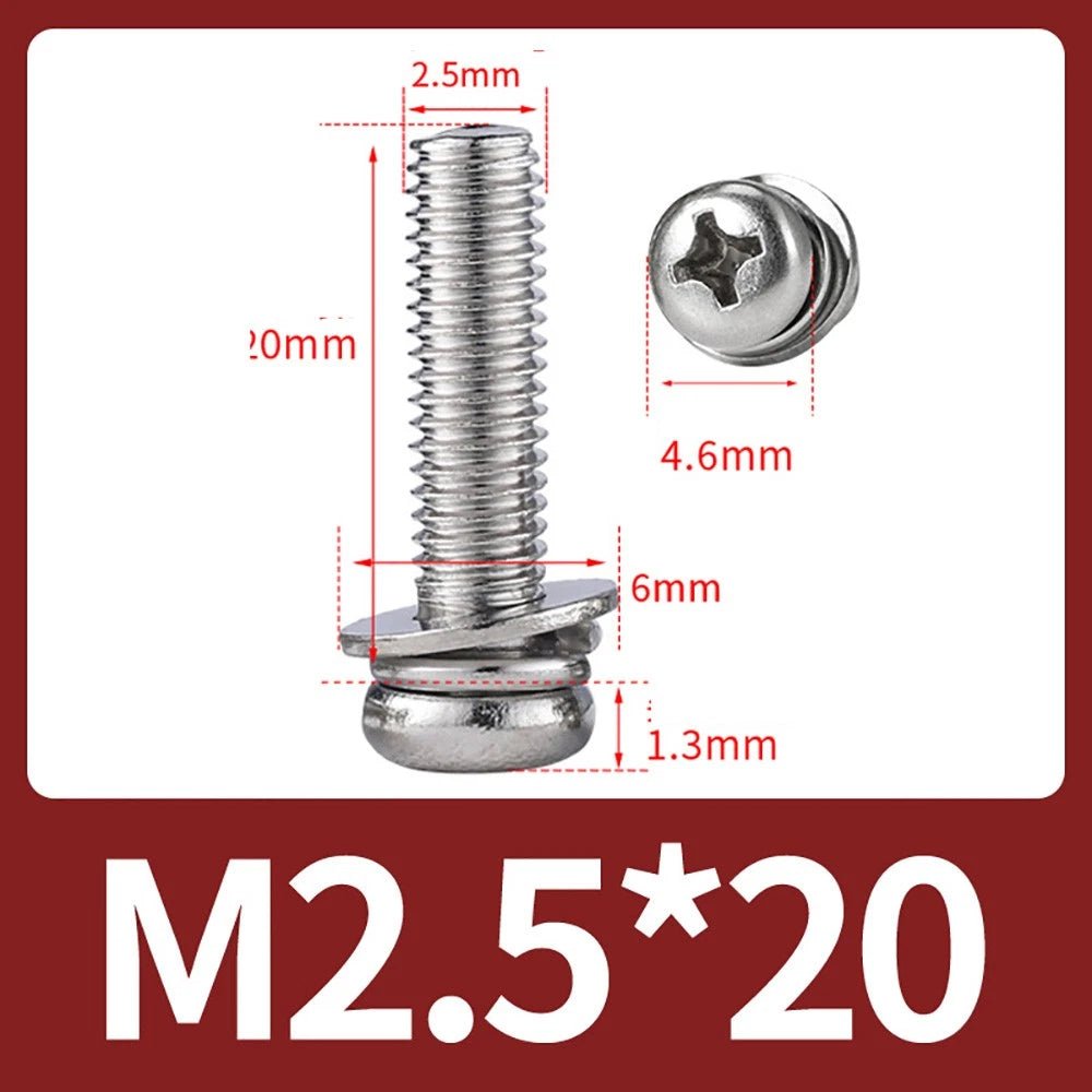 M2–M10 Phillips Button Head Machine Screws — 304 Stainless Steel - HomeDIYer