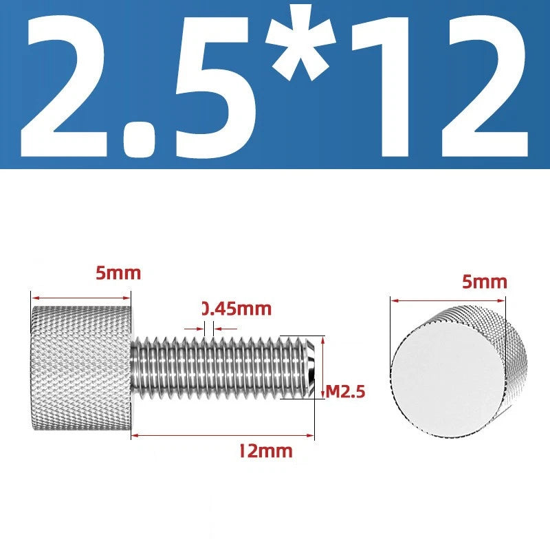 Knurled Thumb Screws A2 Stainless Steel — Flat Head Thumbscrew Bolts M2 M2.5 M3 M4 M5 M6 M8