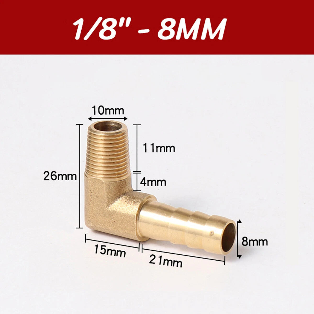 Brass 90° Elbow Barbed Hose Tail Fitting — Male & Female NPT Thread, Air Water