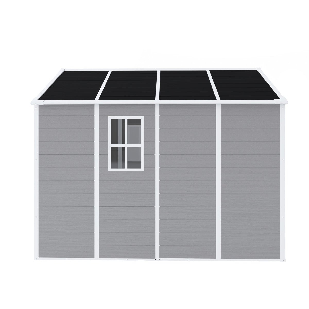 8x8 ft Resin Storage Shed, High Quality Pp Material, Strong Structure, Waterproof, Rust And Uv Proof, Large Storage Space, 12mm Thick Pp Board, Hd Window Lighting - HomeDIYer